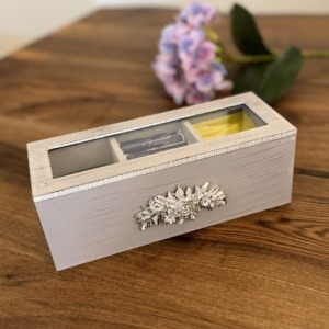Caja Té Flores Gris