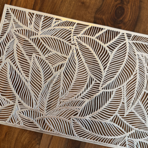 Individual Plateado Rectangular Lavable Hojas